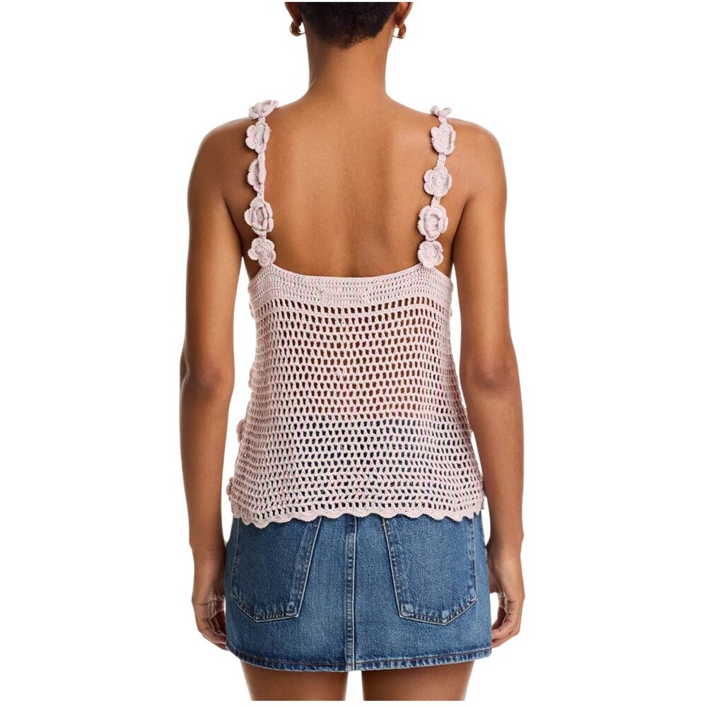 98$ BLANKNYC Crochet Floral V-Neck Pullover Tank Top Sleeveless Size L Purple - Picture 2 of 4
